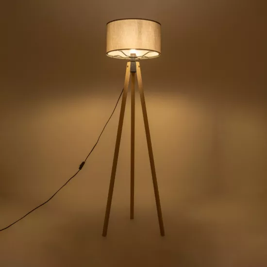 SAGA 204-0044 Μοντέρνο Επιδαπέδιο Φωτιστικό με Ντουί 1 x E27 AC 220-240V IP20 - Μπεζ & Γκρι - Μ38 x Π38 x Υ140cm