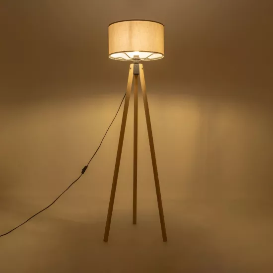 SAGA 204-0048 Μοντέρνο Επιδαπέδιο Φωτιστικό με Ντουί 1 x E27 AC 220-240V IP20 - Μπεζ & Γκρι - Μ38 x Π38 x Υ140cm