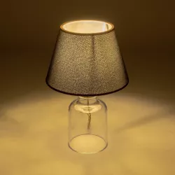 TRANS 204-0054 Μοντέρνο Επιτραπέζιο Φωτιστικό Πορτατίφ με Ντουί 1 x E27 AC 220-240V IP20 - Διάφανο & Μαύρο - Μ22 x Π22 x Υ34cm