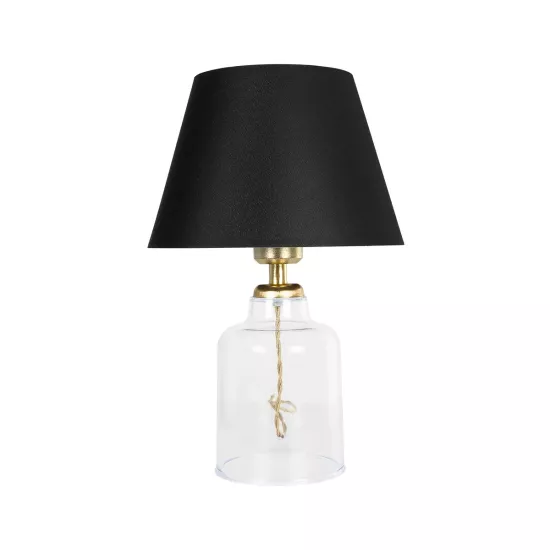 TRANS 204-0054 Μοντέρνο Επιτραπέζιο Φωτιστικό Πορτατίφ με Ντουί 1 x E27 AC 220-240V IP20 - Διάφανο & Μαύρο - Μ22 x Π22 x Υ34cm