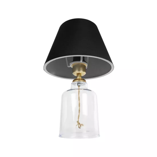 TRANS 204-0054 Μοντέρνο Επιτραπέζιο Φωτιστικό Πορτατίφ με Ντουί 1 x E27 AC 220-240V IP20 - Διάφανο & Μαύρο - Μ22 x Π22 x Υ34cm