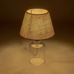 TRANS 204-0055 Μοντέρνο Επιτραπέζιο Φωτιστικό Πορτατίφ με Ντουί 1 x E27 AC 220-240V IP20 - Διάφανο & Μπεζ - Μ22 x Π22 x Υ34cm