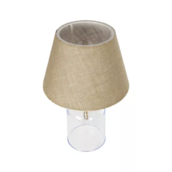 TRANS 204-0055 Μοντέρνο Επιτραπέζιο Φωτιστικό Πορτατίφ με Ντουί 1 x E27 AC 220-240V IP20 - Διάφανο & Μπεζ - Μ22 x Π22 x Υ34cm