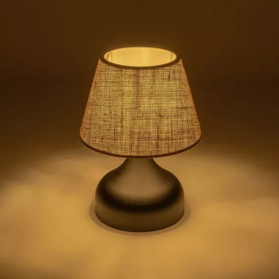 PYRAMID 204-0057 Μοντέρνο Επιτραπέζιο Φωτιστικό Πορτατίφ με Ντουί 1 x E27 AC 220-240V IP20 - Μαύρο & Μπεζ - Μ22 x Π22 x Υ30cm