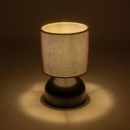 RUBIK 204-0060 Μοντέρνο Επιτραπέζιο Φωτιστικό Πορτατίφ με Ντουί 1 x E27 AC 220-240V IP20 - Μαύρο & Καφέ - Μ18 x Π18 x Υ30cm