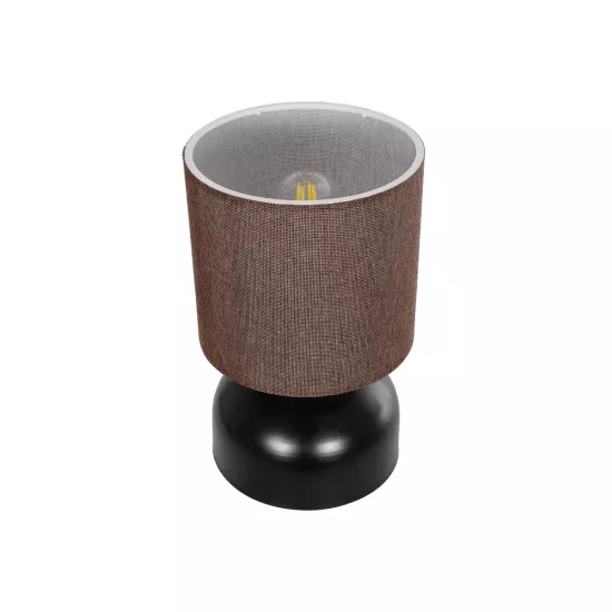 RUBIK 204-0060 Μοντέρνο Επιτραπέζιο Φωτιστικό Πορτατίφ με Ντουί 1 x E27 AC 220-240V IP20 - Μαύρο & Καφέ - Μ18 x Π18 x Υ30cm