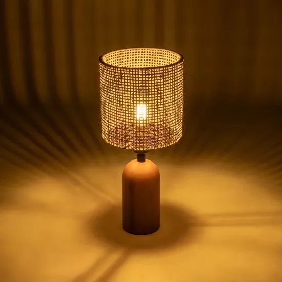 HARD 204-0065 Boho Επιτραπέζιο Φωτιστικό Πορτατίφ με Ντουί 1 x E14 AC 220-240V IP20 - Καφέ & Μπεζ - Μ15 x Π15 x Υ35cm