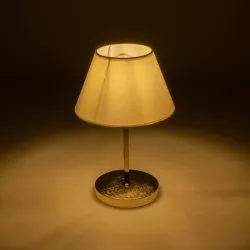 GLOSSY 204-0071 Μοντέρνο Επιτραπέζιο Φωτιστικό Πορτατίφ με Ντουί 1 x E27 AC 220-240V IP20 - Χρυσό & Λευκό - Μ22 x Π22 x Υ34cm