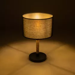 STRING 204-0072 Μοντέρνο Επιτραπέζιο Φωτιστικό Πορτατίφ με Ντουί 1 x E27 AC 220-240V IP20 - Μαύρο & Μπεζ - Μ24 x Π24 x Υ37cm