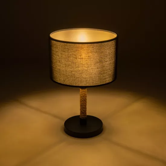 STRING 204-0072 Μοντέρνο Επιτραπέζιο Φωτιστικό Πορτατίφ με Ντουί 1 x E27 AC 220-240V IP20 - Μαύρο & Μπεζ - Μ24 x Π24 x Υ37cm