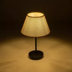 LARA 204-0073 Μοντέρνο Επιτραπέζιο Φωτιστικό Πορτατίφ με Ντουί 1 x E27 AC 220-240V IP20 - Μαύρο & Μπεζ - Μ22 x Π22 x Υ34cm