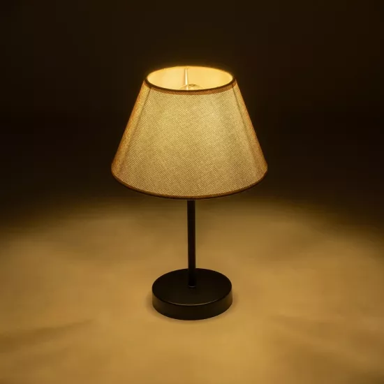 LARA 204-0073 Μοντέρνο Επιτραπέζιο Φωτιστικό Πορτατίφ με Ντουί 1 x E27 AC 220-240V IP20 - Μαύρο & Μπεζ - Μ22 x Π22 x Υ34cm