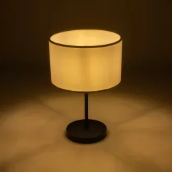 LARA 204-0075 Μοντέρνο Επιτραπέζιο Φωτιστικό Πορτατίφ με Ντουί 1 x E27 AC 220-240V IP20 - Μαύρο & Μπεζ - Μ24 x Π24 x Υ36cm