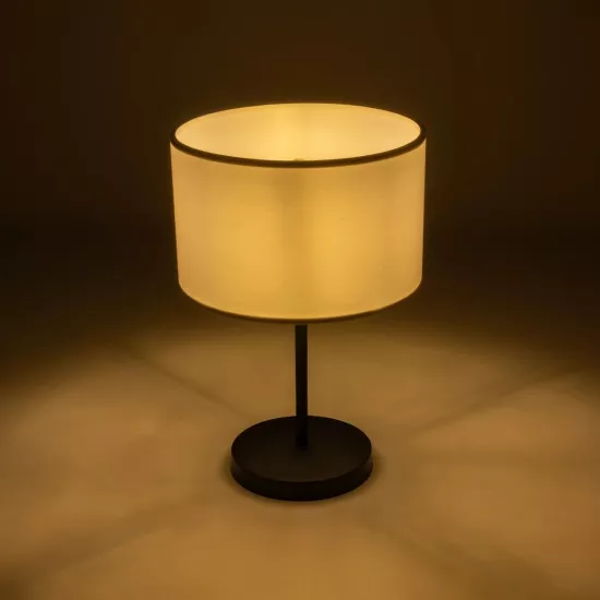 LARA 204-0075 Μοντέρνο Επιτραπέζιο Φωτιστικό Πορτατίφ με Ντουί 1 x E27 AC 220-240V IP20 - Μαύρο & Μπεζ - Μ24 x Π24 x Υ36cm