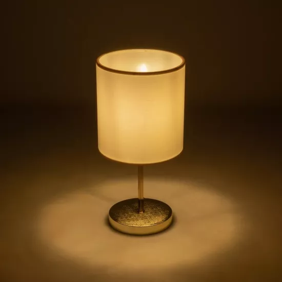 GLOSSY 204-0078 Μοντέρνο Επιτραπέζιο Φωτιστικό Πορτατίφ με Ντουί 1 x E27 AC 220-240V IP20 - Χρυσό & Μπεζ - Μ19 x Π19 x Υ38cm