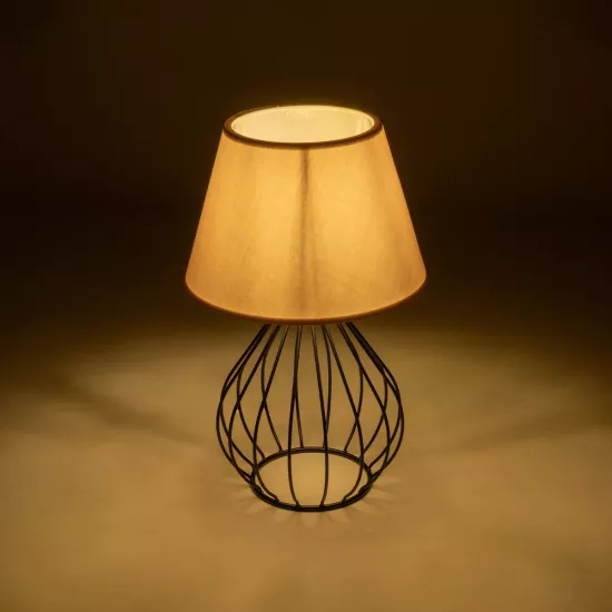 CLASS 204-0079 Μοντέρνο Επιτραπέζιο Φωτιστικό Πορτατίφ με Ντουί 1 x E27 AC 220-240V IP20 - Μαύρο & Μπεζ - Μ22 x Π22 x Υ36cm