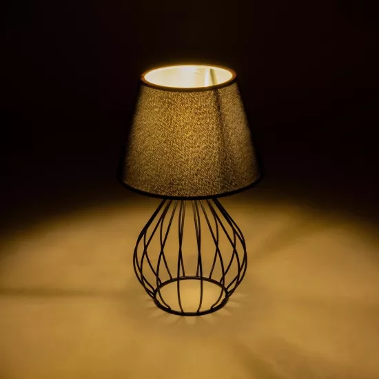 CLASS 204-0080 Μοντέρνο Επιτραπέζιο Φωτιστικό Πορτατίφ με Ντουί 1 x E27 AC 220-240V IP20 - Μαύρο & Μπεζ - Μ22 x Π22 x Υ36cm