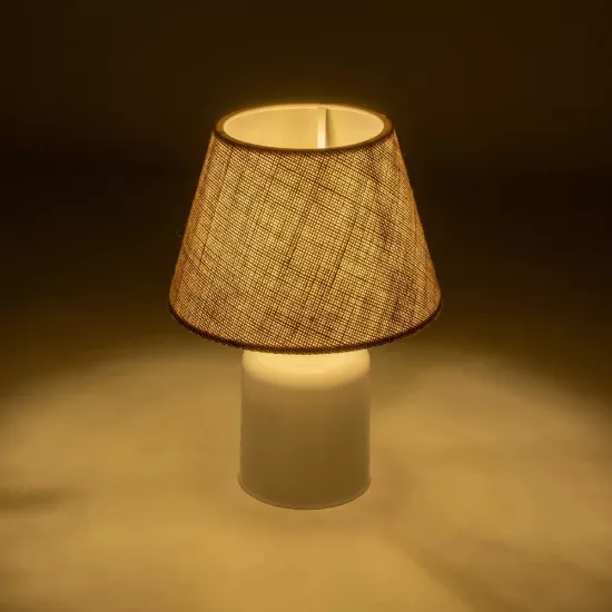CIA 204-0082 Μοντέρνο Επιτραπέζιο Φωτιστικό Πορτατίφ με Ντουί 1 x E27 AC 220-240V IP20 - Λευκό & Μπεζ - Μ23 x Π23 x Υ31,5cm