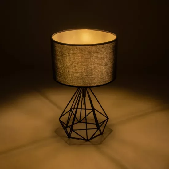 DIAMOND 204-0083 Μοντέρνο Επιτραπέζιο Φωτιστικό Πορτατίφ με Ντουί 1 x E27 AC 220-240V IP20 - Μαύρο - Μ24,5 x Π24,5 x Υ40cm