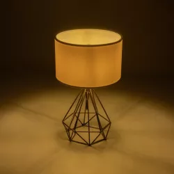 DIAMOND 204-0084 Μοντέρνο Επιτραπέζιο Φωτιστικό Πορτατίφ με Ντουί 1 x E27 AC 220-240V IP20 - Χρυσό & Μπεζ - Μ24,5 x Π24,5 x Υ40cm