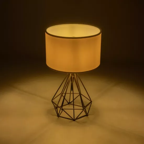 DIAMOND 204-0084 Μοντέρνο Επιτραπέζιο Φωτιστικό Πορτατίφ με Ντουί 1 x E27 AC 220-240V IP20 - Χρυσό & Μπεζ - Μ24,5 x Π24,5 x Υ40cm