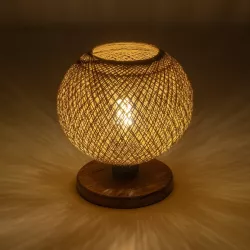 BOWL 204-0087 Μοντέρνο Επιτραπέζιο Φωτιστικό Πορτατίφ με Ντουί 1 x E27 AC 220-240V IP20 - Καφέ & Μπεζ - Μ22 x Π22 x Υ23cm