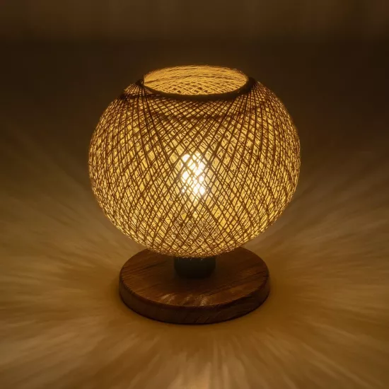 BOWL 204-0087 Μοντέρνο Επιτραπέζιο Φωτιστικό Πορτατίφ με Ντουί 1 x E27 AC 220-240V IP20 - Καφέ & Μπεζ - Μ22 x Π22 x Υ23cm