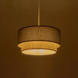 BIGGIE 204-0094 Μοντέρνο Κρεμαστό Φωτιστικό Οροφής με Ντουί 1 x E27 AC 220-240V IP20 - Μπλε & Μπεζ - Μ30 x Π30 x Υ17cm