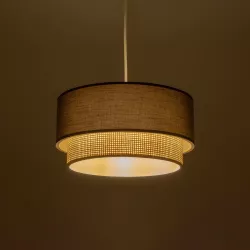 BIGGIE 204-0095 Μοντέρνο Κρεμαστό Φωτιστικό Οροφής με Ντουί 1 x E27 AC 220-240V IP20 - Γκρι & Μπεζ - Μ30 x Π30 x Υ17cm