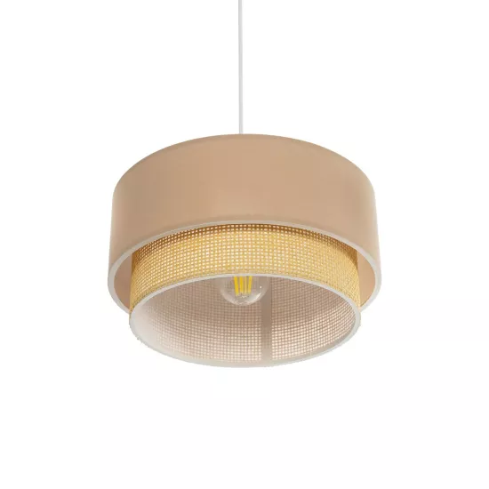 BIGGIE 204-0096 Μοντέρνο Κρεμαστό Φωτιστικό Οροφής με Ντουί 1 x E27 AC 220-240V IP20 - Μπεζ - Μ30 x Π30 x Υ17cm