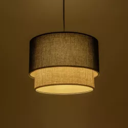 BIGGIE 204-0098 Μοντέρνο Κρεμαστό Φωτιστικό Οροφής με Ντουί 1 x E27 AC 220-240V IP20 - Μαύρο & Μπεζ - Μ30 x Π30 x Υ23,5cm