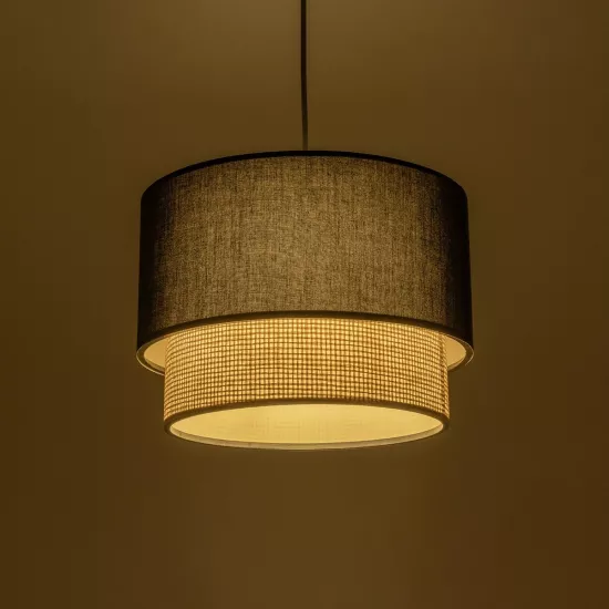 BIGGIE 204-0098 Μοντέρνο Κρεμαστό Φωτιστικό Οροφής με Ντουί 1 x E27 AC 220-240V IP20 - Μαύρο & Μπεζ - Μ30 x Π30 x Υ23,5cm