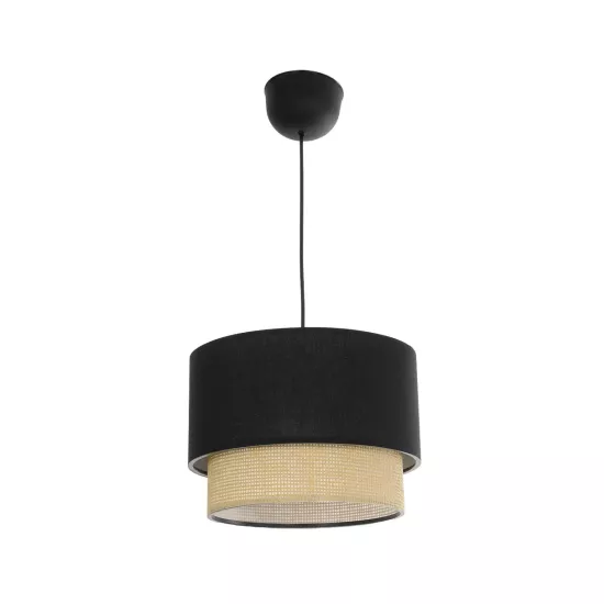 BIGGIE 204-0098 Μοντέρνο Κρεμαστό Φωτιστικό Οροφής με Ντουί 1 x E27 AC 220-240V IP20 - Μαύρο & Μπεζ - Μ30 x Π30 x Υ23,5cm