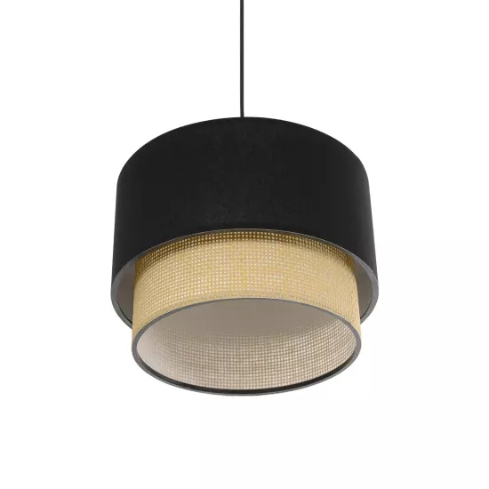 BIGGIE 204-0098 Μοντέρνο Κρεμαστό Φωτιστικό Οροφής με Ντουί 1 x E27 AC 220-240V IP20 - Μαύρο & Μπεζ - Μ30 x Π30 x Υ23,5cm