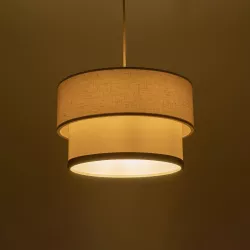 FOCUS 204-0100 Μοντέρνο Κρεμαστό Φωτιστικό Οροφής με Ντουί 1 x E27 AC 220-240V IP20 - Λευκό & Μπεζ - Μ30 x Π30 x Υ21cm