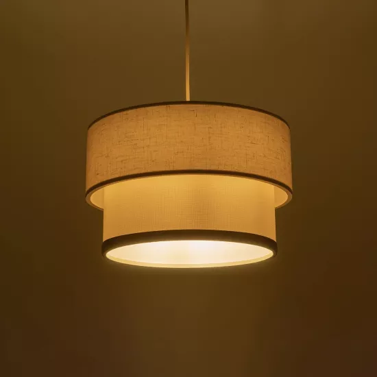 FOCUS 204-0100 Μοντέρνο Κρεμαστό Φωτιστικό Οροφής με Ντουί 1 x E27 AC 220-240V IP20 - Λευκό & Μπεζ - Μ30 x Π30 x Υ21cm