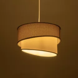 CYCLOP 204-0104 Μοντέρνο Κρεμαστό Φωτιστικό Οροφής με Ντουί 1 x E27 AC 220-240V IP20 - Μπεζ & Λευκό - Μ31 x Π31 x Υ21cm