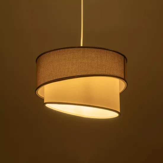 CYCLOP 204-0104 Μοντέρνο Κρεμαστό Φωτιστικό Οροφής με Ντουί 1 x E27 AC 220-240V IP20 - Μπεζ & Λευκό - Μ31 x Π31 x Υ21cm