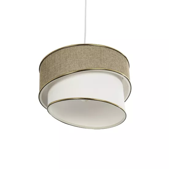 CYCLOP 204-0104 Μοντέρνο Κρεμαστό Φωτιστικό Οροφής με Ντουί 1 x E27 AC 220-240V IP20 - Μπεζ & Λευκό - Μ31 x Π31 x Υ21cm