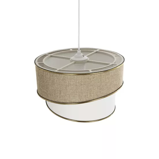 CYCLOP 204-0104 Μοντέρνο Κρεμαστό Φωτιστικό Οροφής με Ντουί 1 x E27 AC 220-240V IP20 - Μπεζ & Λευκό - Μ31 x Π31 x Υ21cm