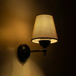 PAM 204-0112 Μοντέρνο Φωτιστικό Τοίχου - Απλίκα με Ντουί 1 x E27 AC 220-240V IP20 - Μαύρο & Μπεζ - Μ14 x Π22 x Υ23cm