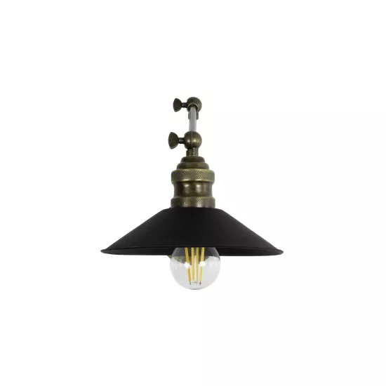 HAWK 204-0114 Μοντέρνο Φωτιστικό Τοίχου - Απλίκα με Ντουί 1 x E27 AC 220-240V IP20 - Μαύρο & Μπρούτζινο - Μ22 x Π44 x Υ23cm