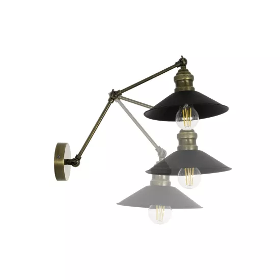 HAWK 204-0114 Μοντέρνο Φωτιστικό Τοίχου - Απλίκα με Ντουί 1 x E27 AC 220-240V IP20 - Μαύρο & Μπρούτζινο - Μ22 x Π44 x Υ23cm