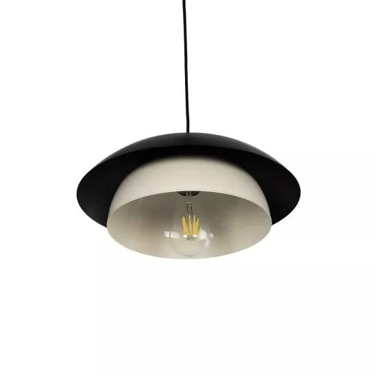 AURA 204-0117 Μοντέρνο Κρεμαστό Φωτιστικό Οροφής με Ντουί 1 x E27 AC 220-240V IP20 - Μαύρο & Λευκό - Μ37 x Π37 x Υ14,5cm
