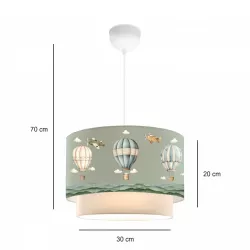 BALLON 204-0120 Παιδικό Κρεμαστό Φωτιστικό Οροφής με Ντουί 1 x E27 AC 220-240V IP20 - Πολύχρωμο - Μ30 x Π30 x Υ20cm