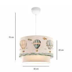 BALLON 204-0121 Παιδικό Κρεμαστό Φωτιστικό Οροφής με Ντουί 1 x E27 AC 220-240V IP20 - Πολύχρωμο - Μ30 x Π30 x Υ20cm