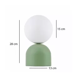 MAGIC 204-0130 Μοντέρνο Eπιτραπέζιο Φωτιστικό Μονόφωτο 1 x E14 IP20 Πράσινο Μέταλλο με Λευκό Γυαλί - Μ13 x Π13 x Υ28cm