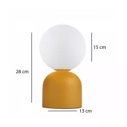 MAGIC 204-0131 Μοντέρνο Eπιτραπέζιο Φωτιστικό Μονόφωτο 1 x E14 IP20 Κίτρινο Μέταλλο με Λευκό Γυαλί - Μ13 x Π13 x Υ28cm