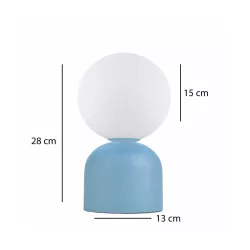 MAGIC 204-0133 Μοντέρνο Eπιτραπέζιο Φωτιστικό Μονόφωτο 1 x E14 IP20 Μπλε Μέταλλο με Λευκό Γυαλί - Μ13 x Π13 x Υ28cm