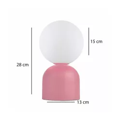 MAGIC 204-0134 Μοντέρνο Eπιτραπέζιο Φωτιστικό Μονόφωτο 1 x E14 IP20 Ροζ Μέταλλο με Λευκό Γυαλί - Μ13 x Π13 x Υ28cm